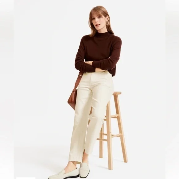 NEW EVERLANE The Straight-Leg Pant in Sandstone High Rise Ankle Crop Size 0 - Picture 5 of 12